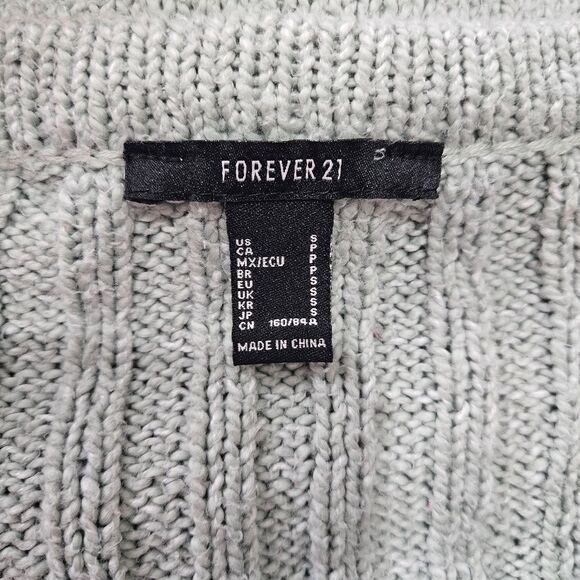 Forever 21 Ribbed Knit Cardigan Sweater Bell Sleeves Light Green Small - Picture 2 of 8